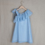 sukienka niebieska z falbaną