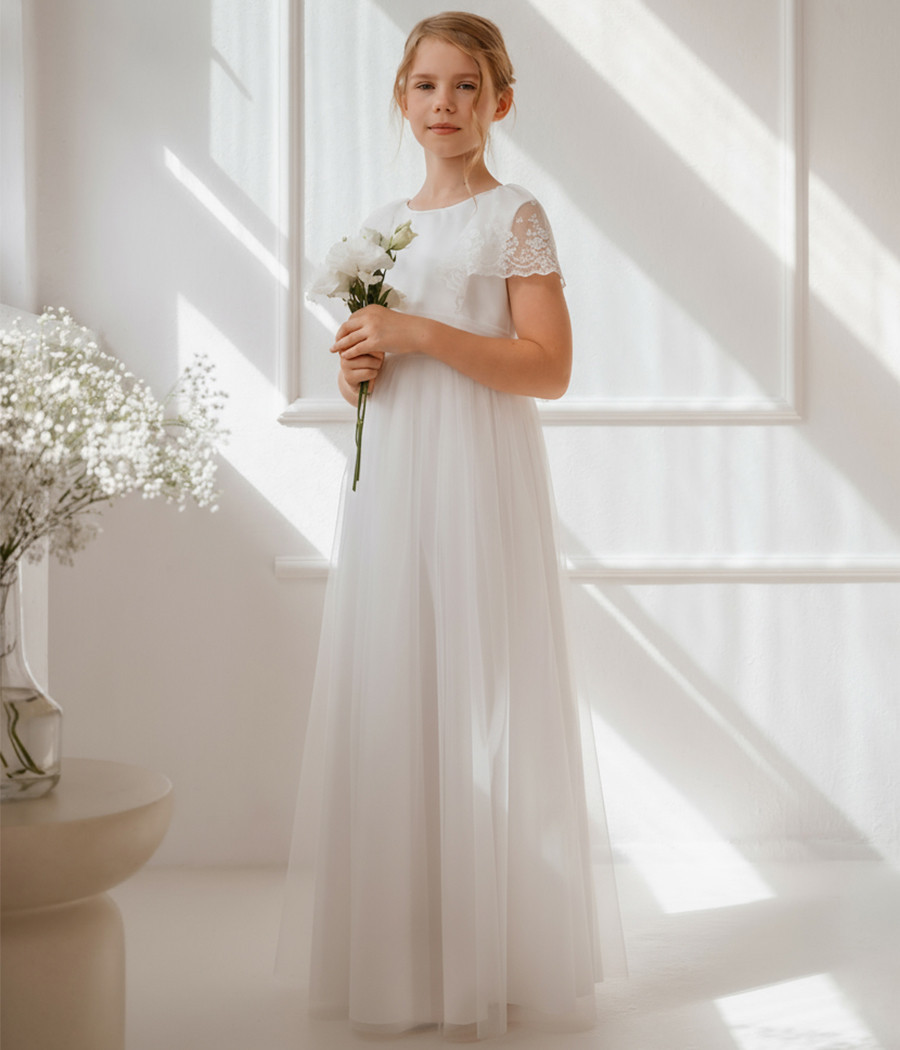 Sukienka komunijna z koronką Luiza - minimi