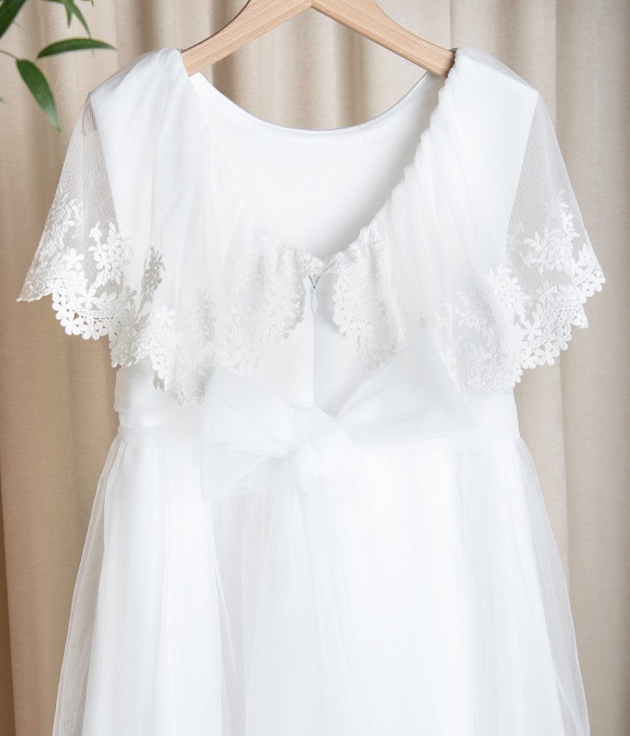 Sukienka komunijna biała z koronką Luiza - minimi