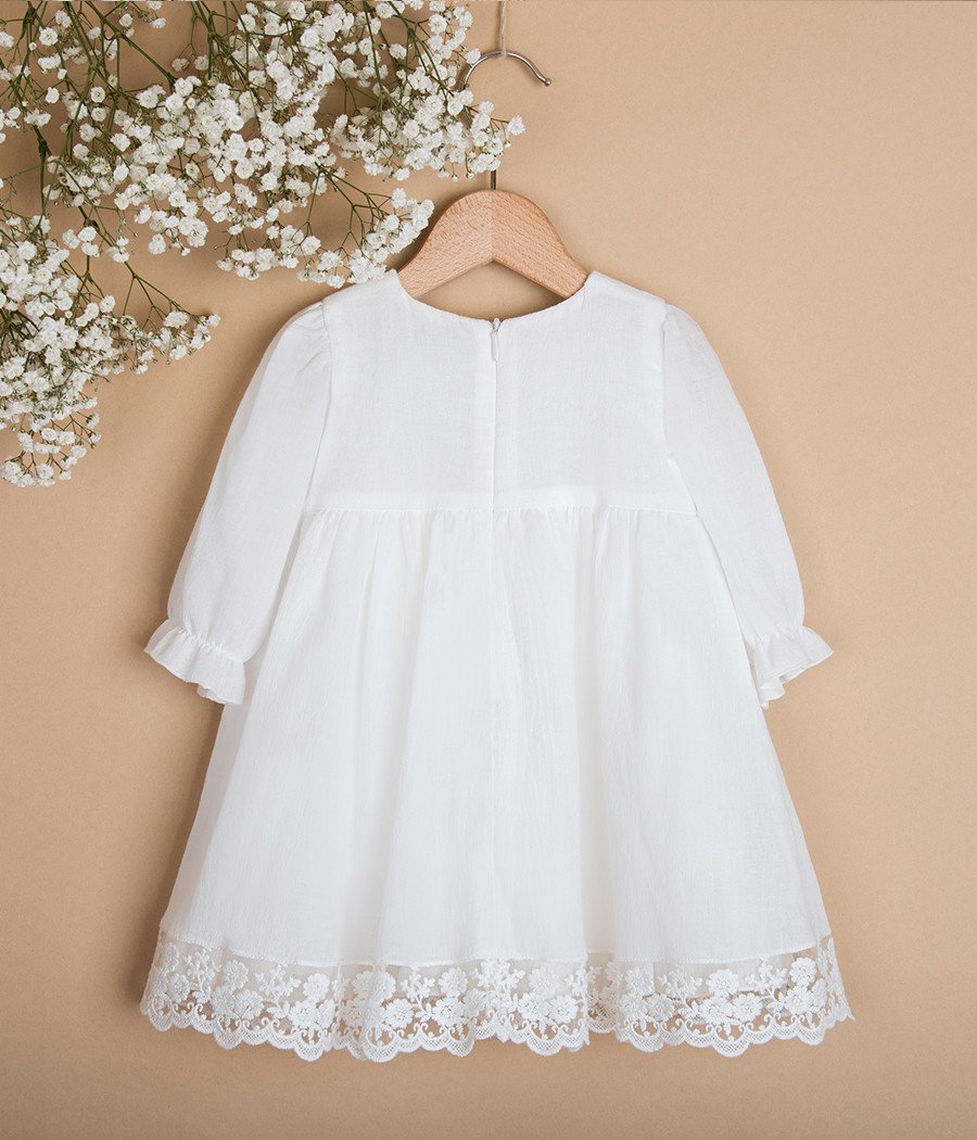 Sukienka do chrztu bawełniana z koronką Amelia - minimi