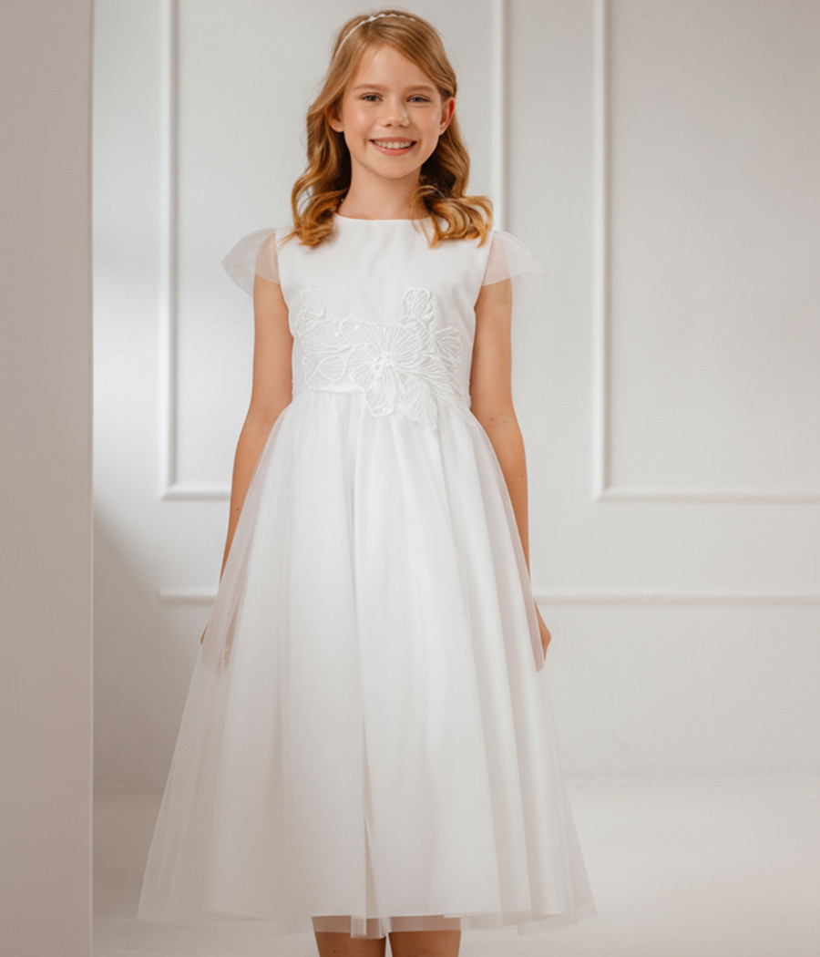 Sukienka komunijna z koronkową aplikacją Anastazja - minimi