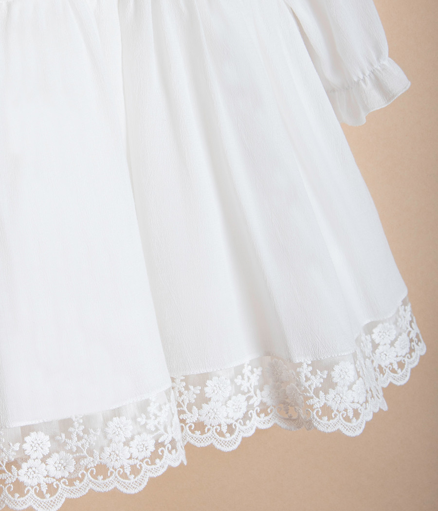 Sukienka do chrztu bawełniana z koronką Amelia - minimi