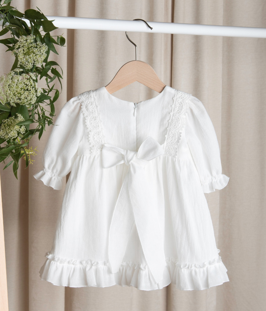 Sukienka bawełniana niemowlęca z koronką i falbanką Zosia - minimi