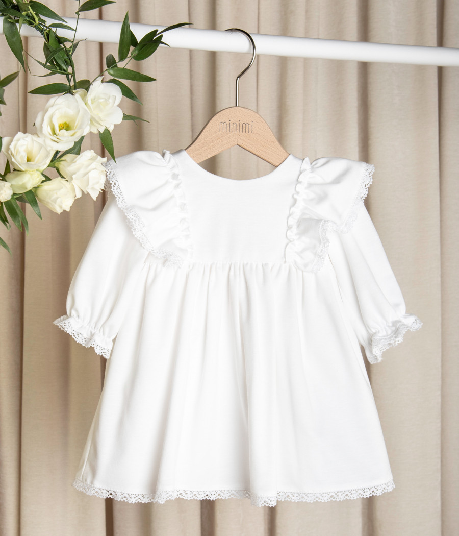 Sukienka bawełniana do chrztu dla dziewczynki Emilka - minimi