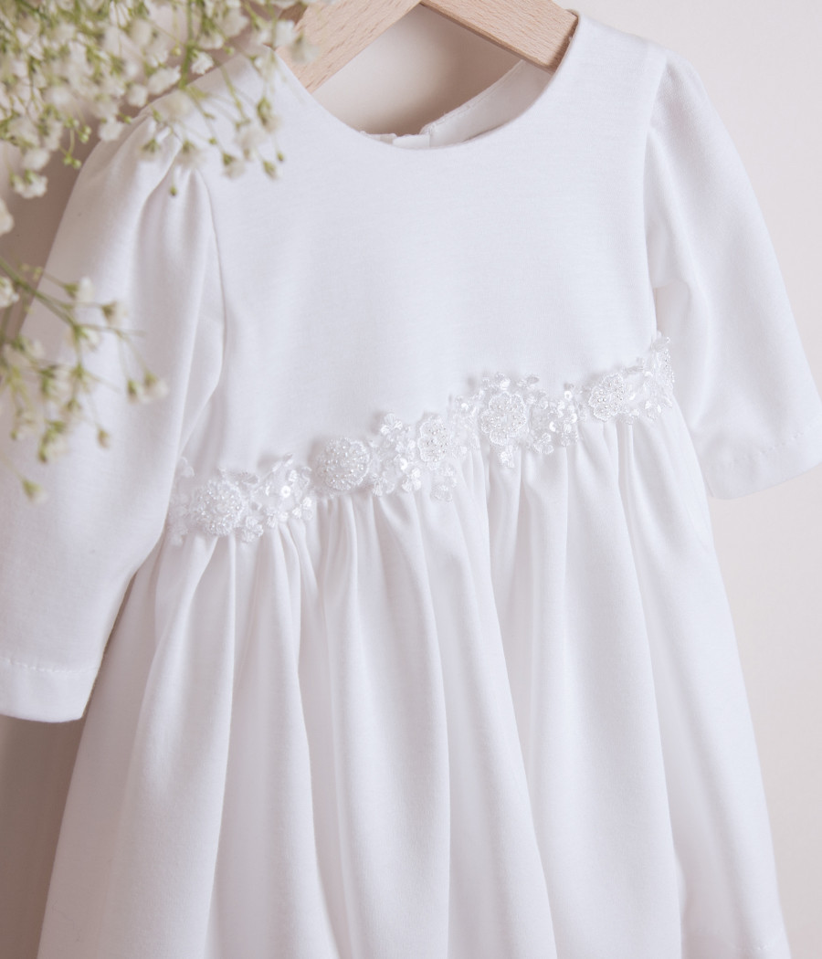 Sukienka bawełniana do chrztu dla dziewczynki Malwina  - minimi