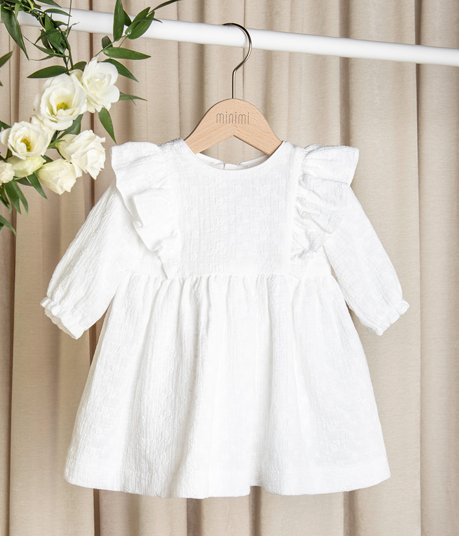Sukienka bawełniana muślinowa do chrztu Gabrysia  - minimi