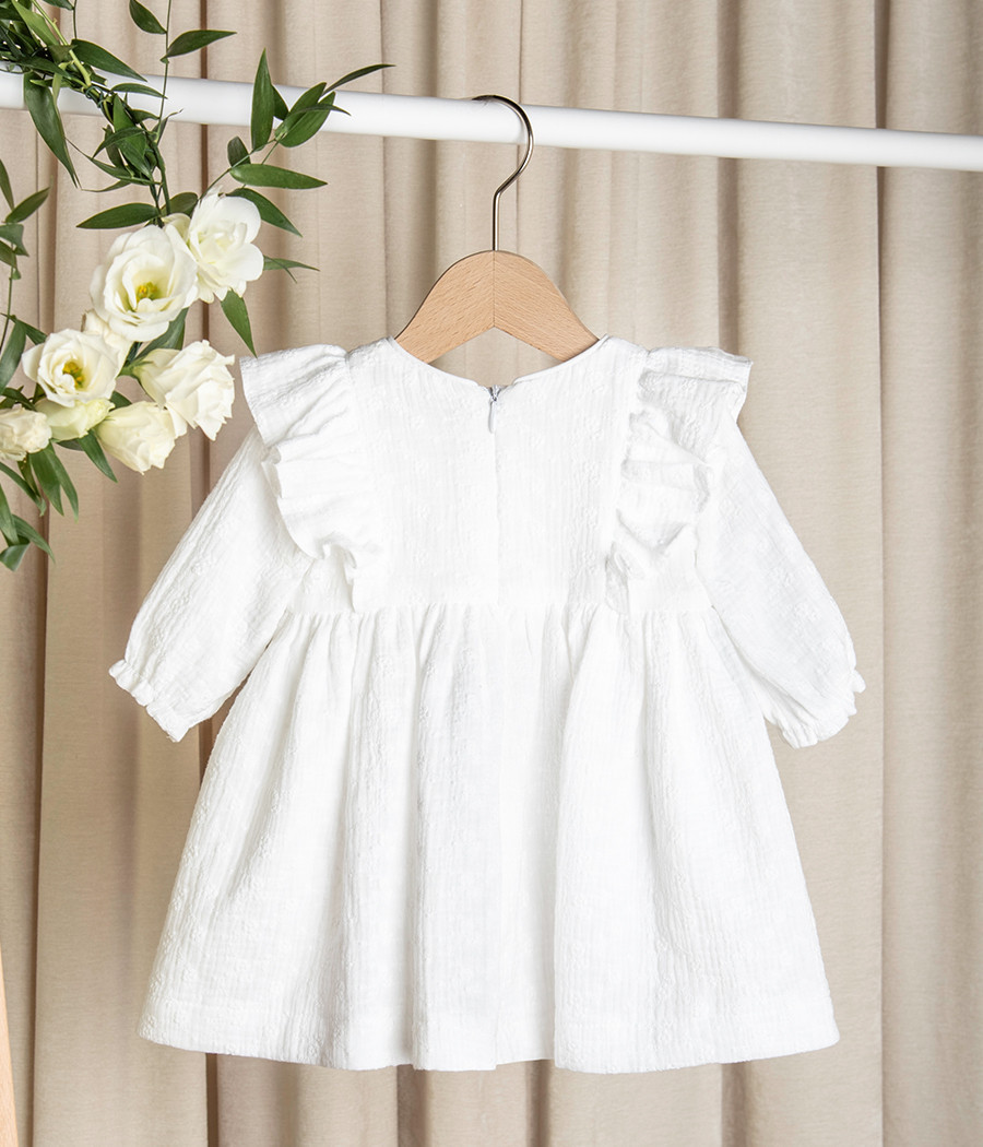 Sukienka bawełniana muślinowa do chrztu Gabrysia  - minimi