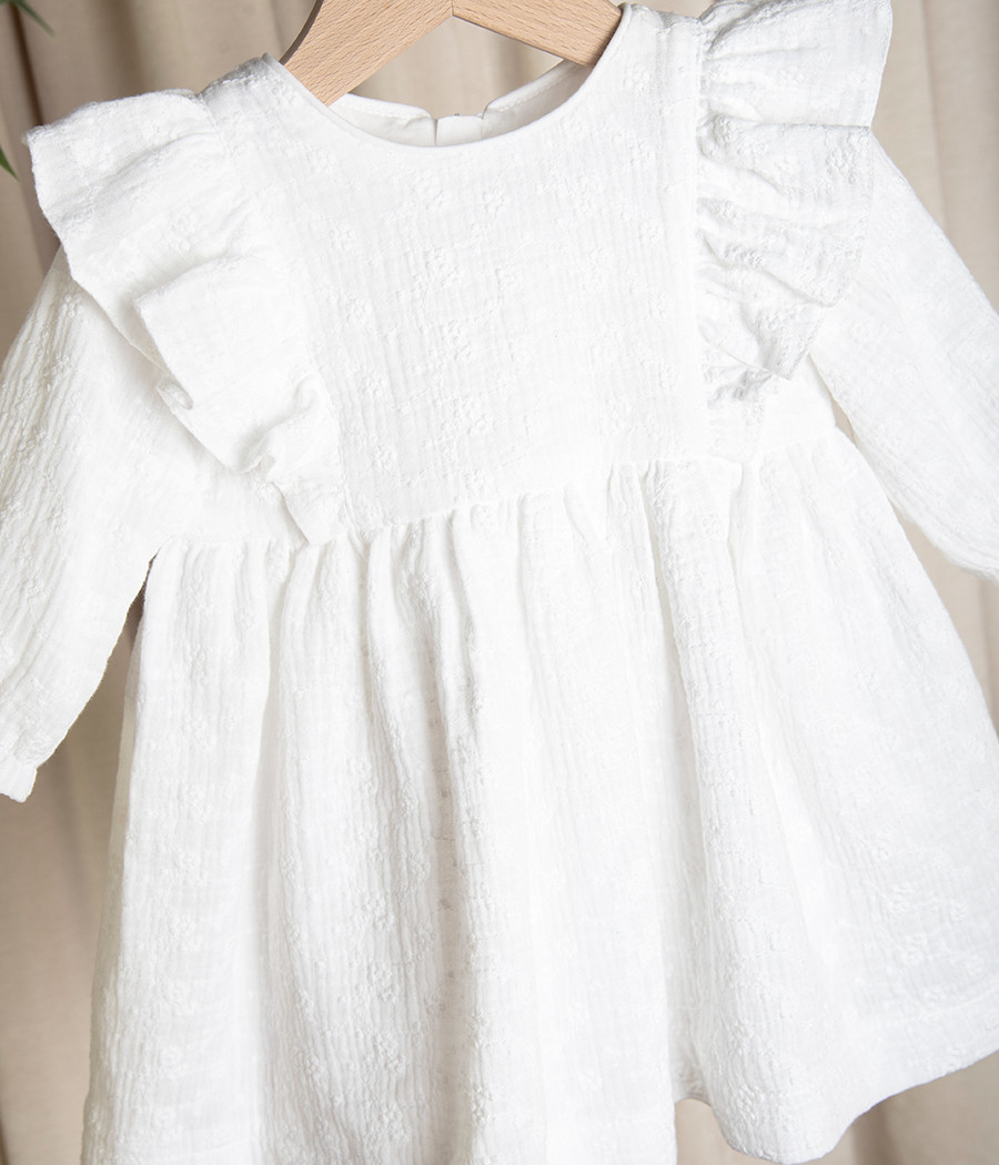 Sukienka bawełniana muślinowa do chrztu Gabrysia  - minimi