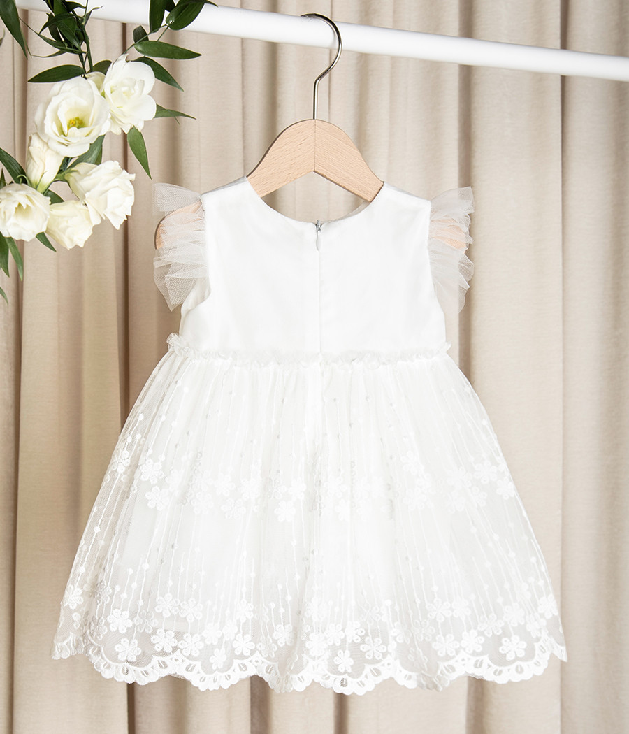 Elegancka sukienka do chrztu dla dziewczynki z tiulu - minimi