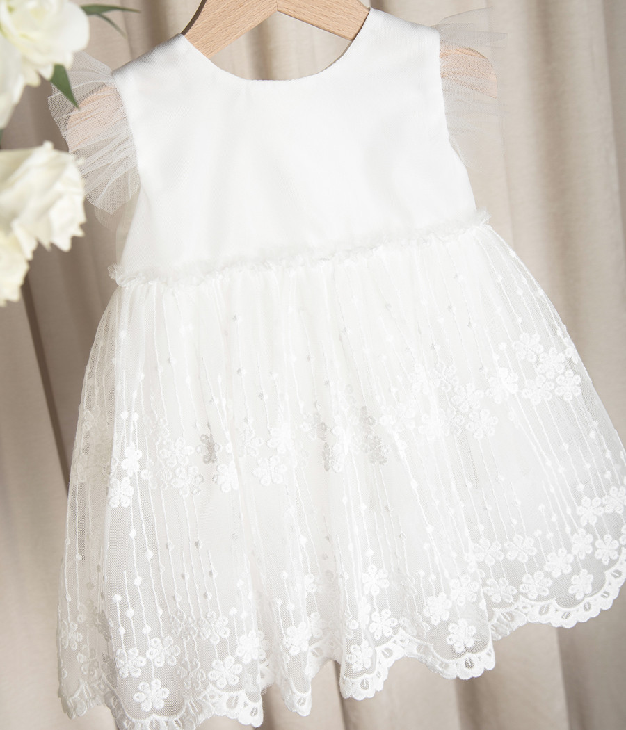Elegancka sukienka do chrztu dla dziewczynki z tiulu - minimi