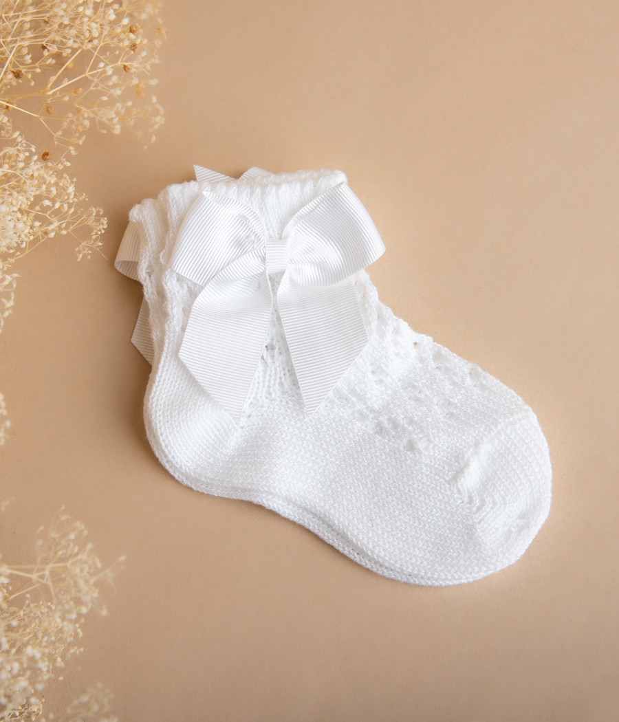 Skarpetki do chrztu z kokardką Condor