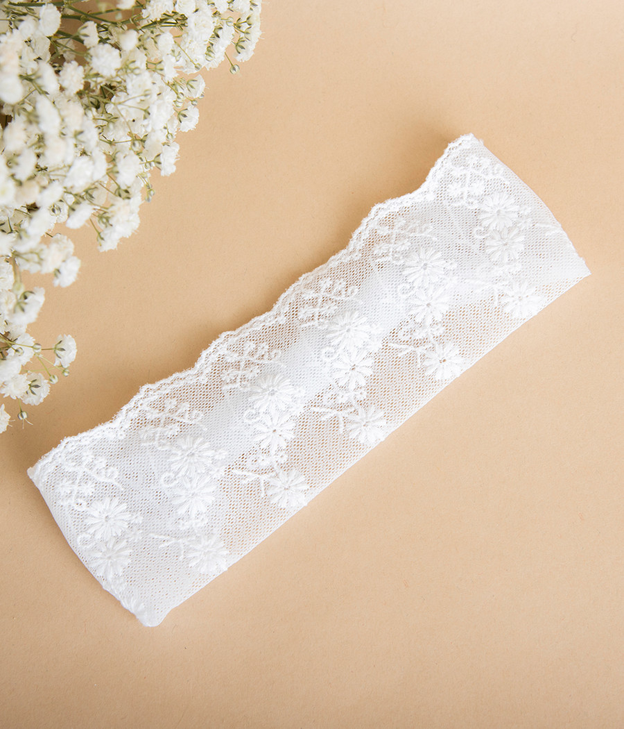 Opaska koronkowa biała do chrztu - minimi
