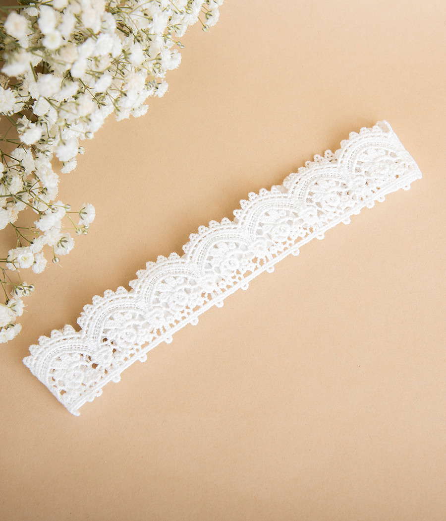 Bawełniana koronkowa opaska do chrztu dla dziewczynki - minimi