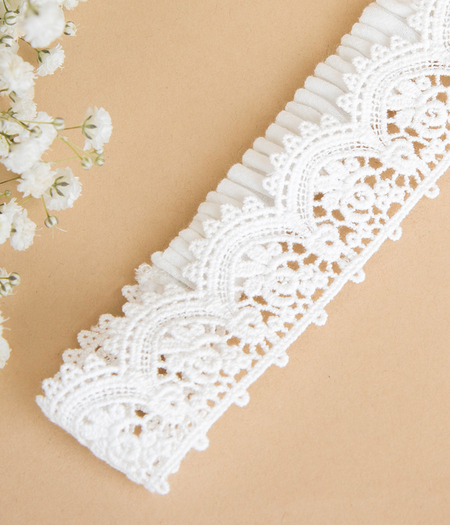 Bawełniana koronkowa opaska do chrztu dla dziewczynki - minimi