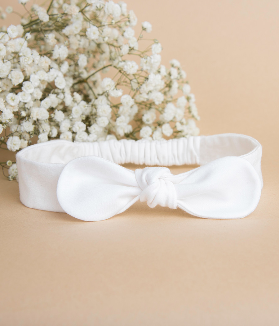 Bawełniana biała opaska dla dziewczynki - minimi