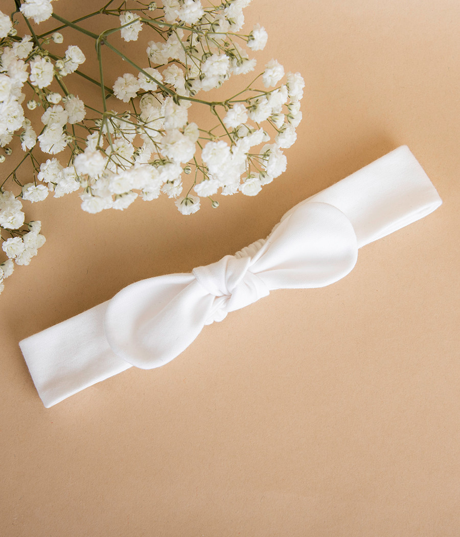Bawełniana biała opaska dla dziewczynki - minimi