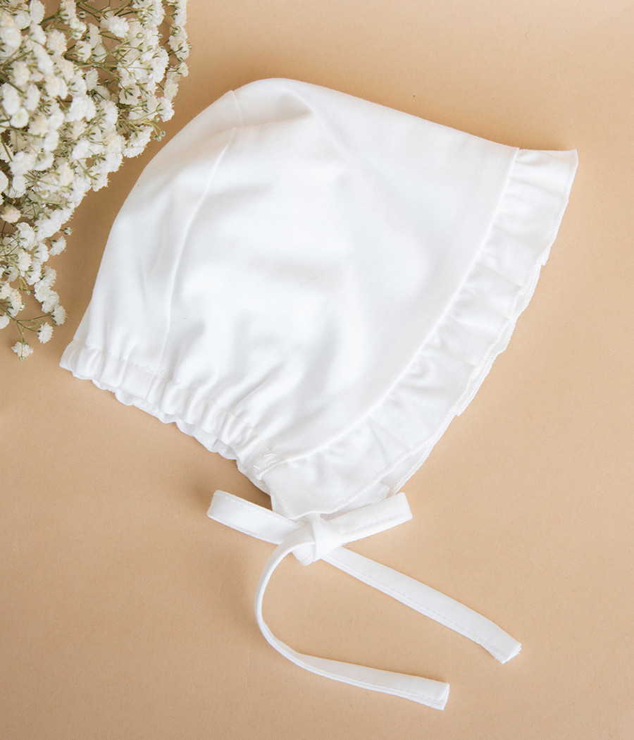 Bawełniana bonetka z falbanką dla dziewczynki - minimi