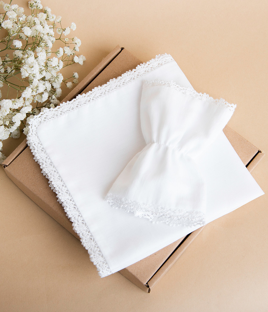 Zestaw szatka i profitka do chrztu z bawełny - minimi