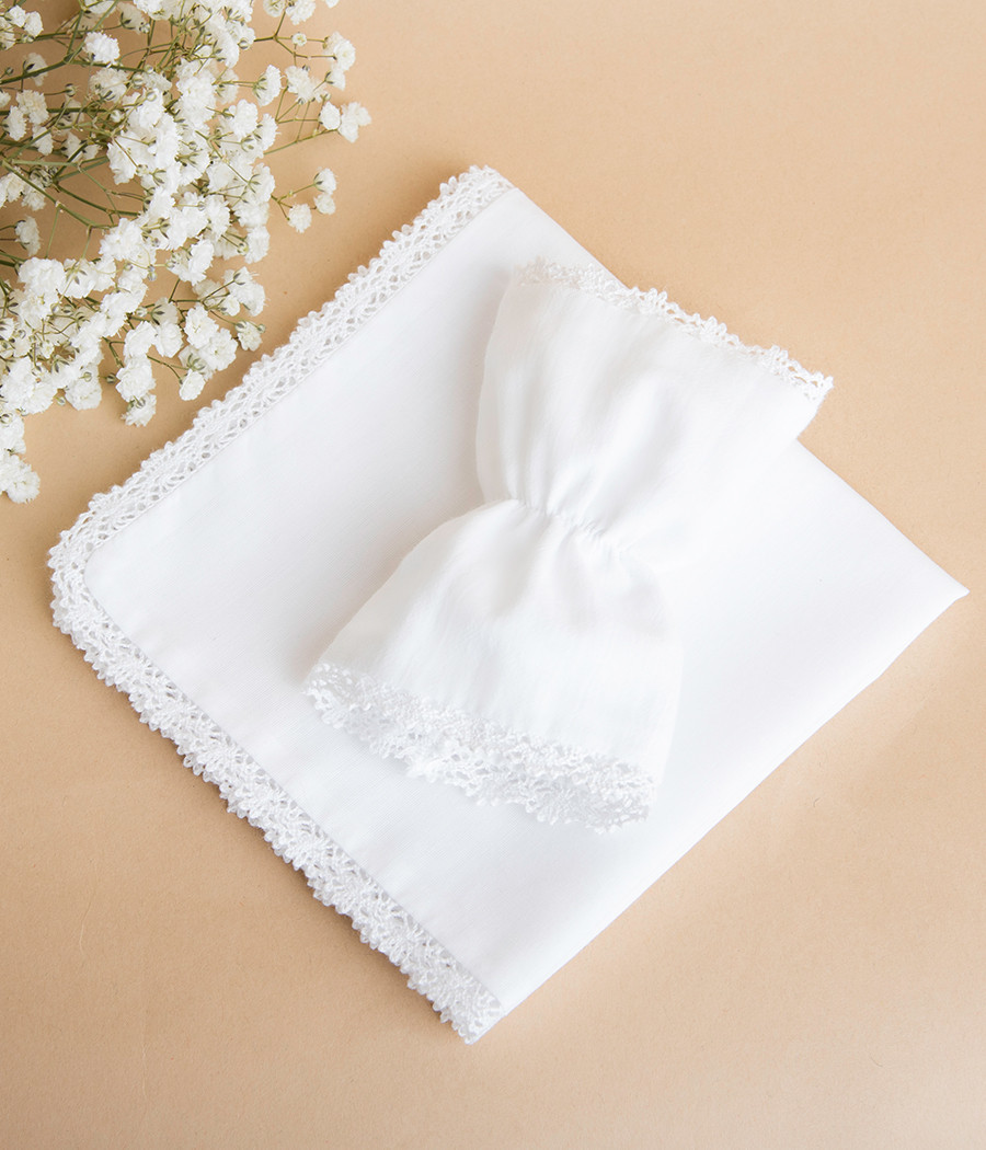 Zestaw szatka i profitka do chrztu z bawełny - minimi