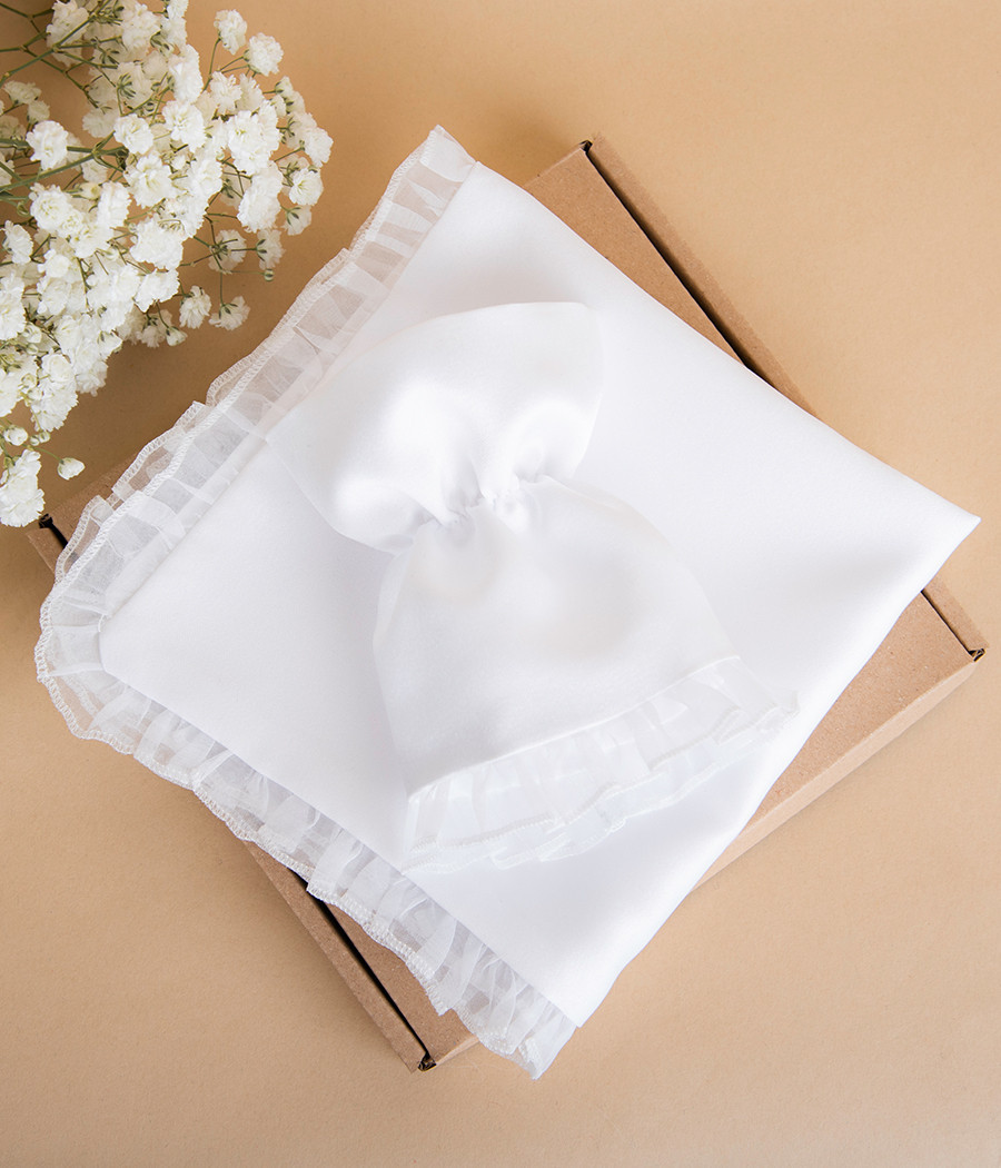 Zestaw szatka i profitka do chrztu z bawełny - minimi