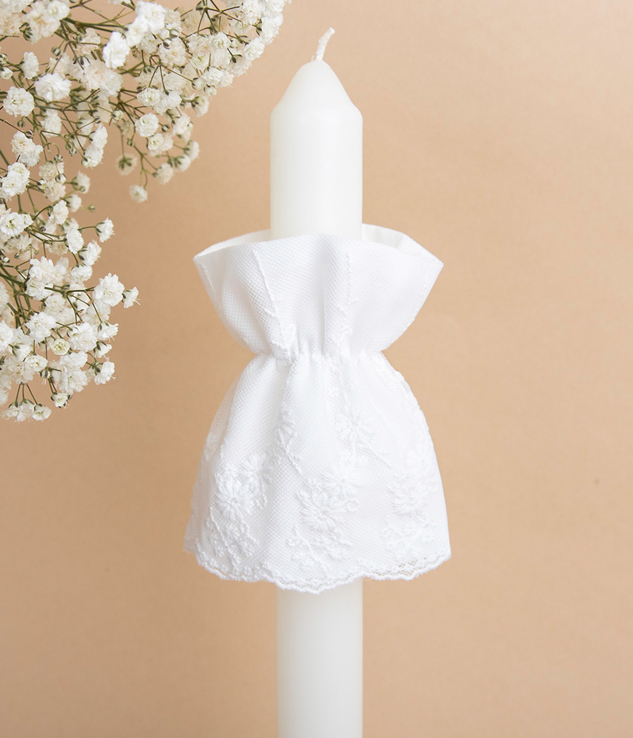 Szatka i profitka do chrztu w kolorze białym z koronką - minimi