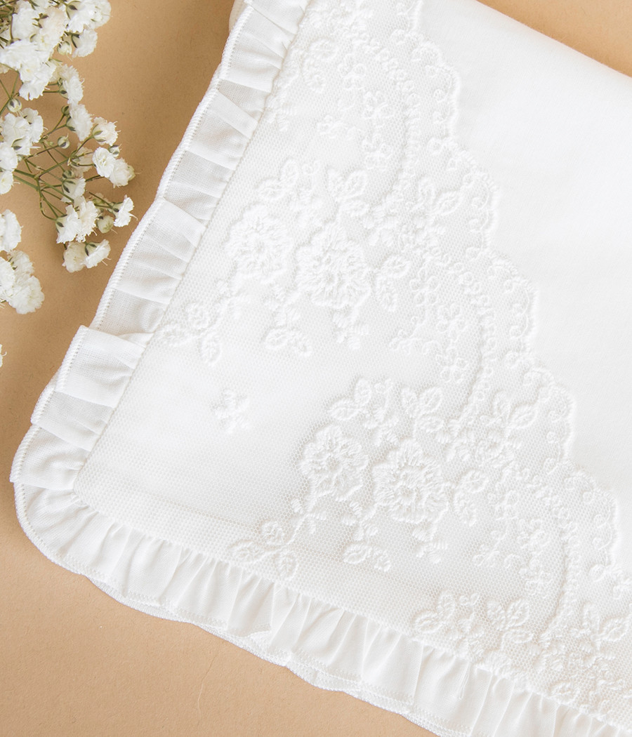 Szatka i profitka do chrztu śmietankowe z koronką - minimi