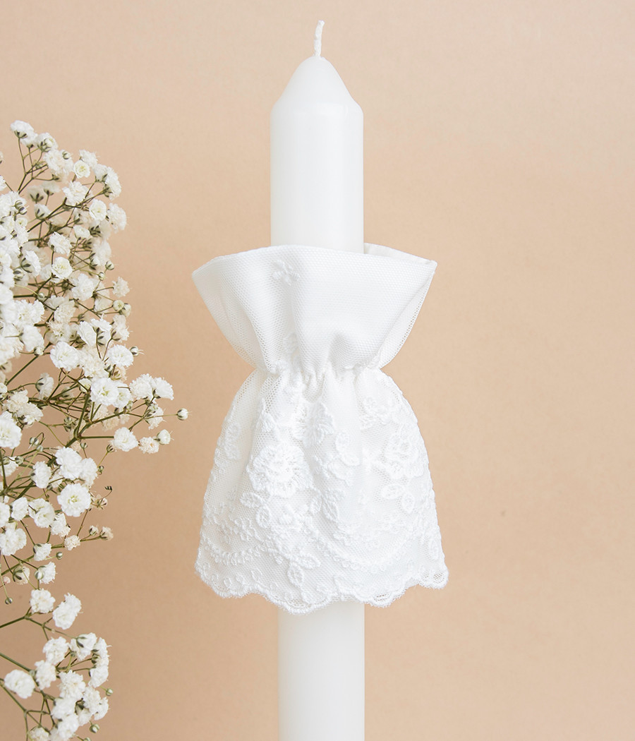 Szatka i profitka do chrztu śmietankowe z koronką - minimi