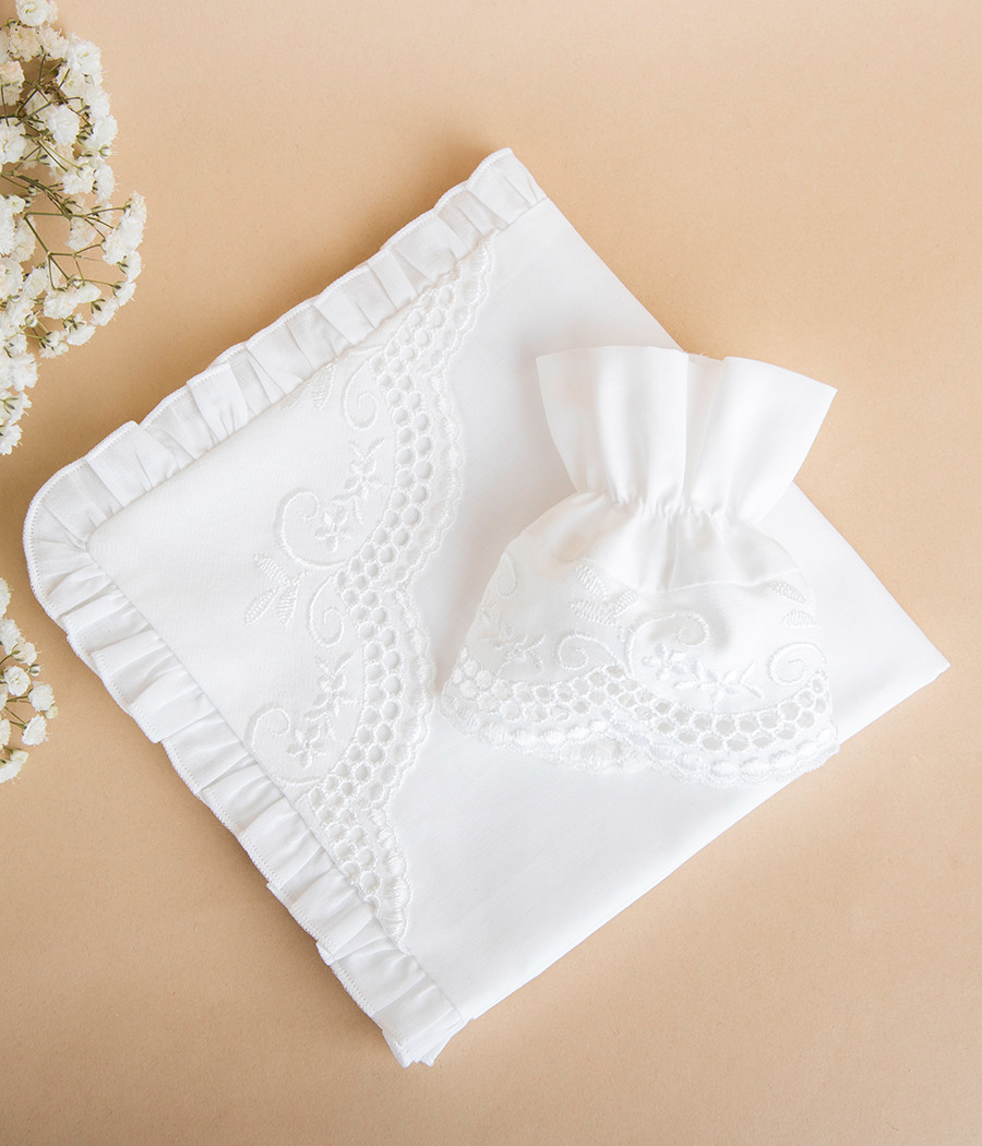 Zestaw szatki i profitki do chrztu z miękkiej bawełny - minimi