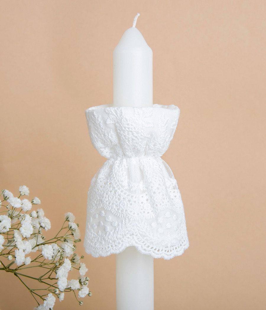 Szatka i profitka do chrztu śmietankowe z koronką - minimi