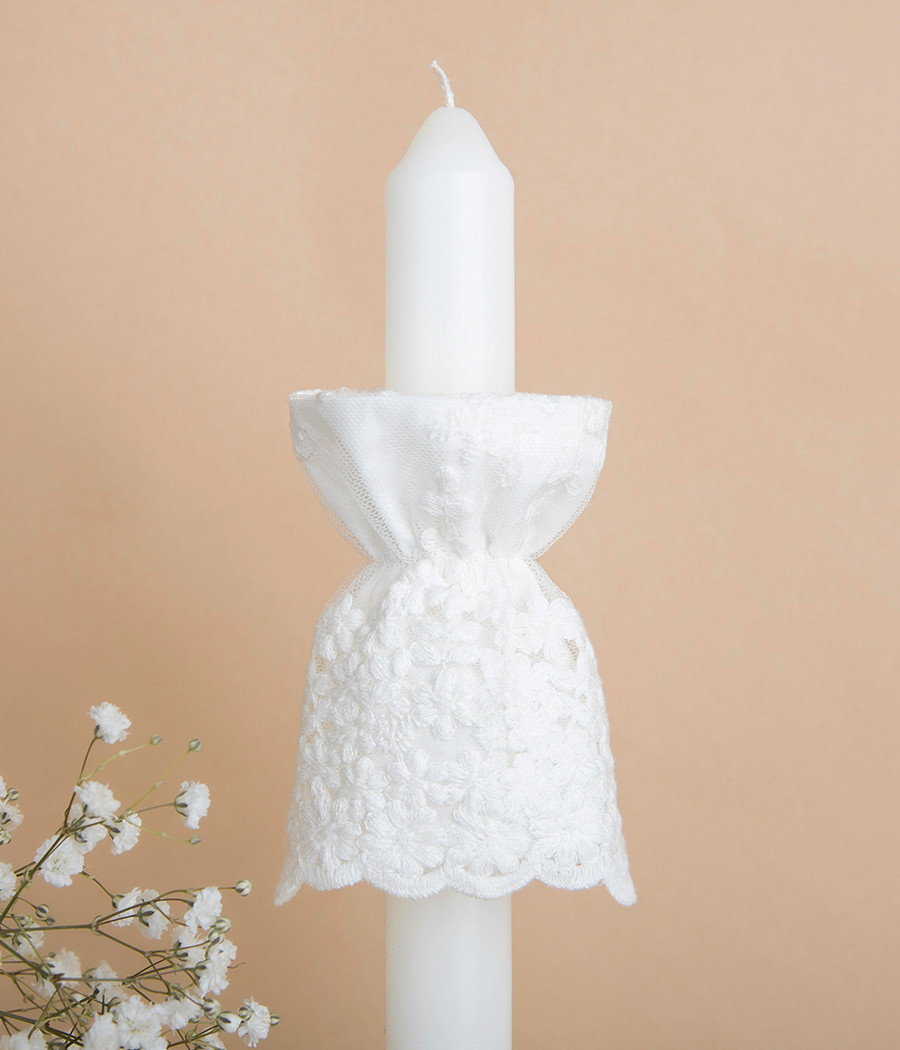 Szatka i profitka do chrztu śmietankowe z koronką - minimi