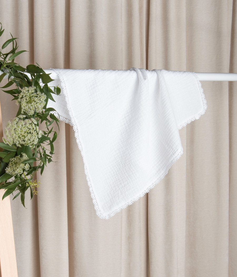 Kocyk otulacz niemowlęcy bawełniany do chrztu - minimi