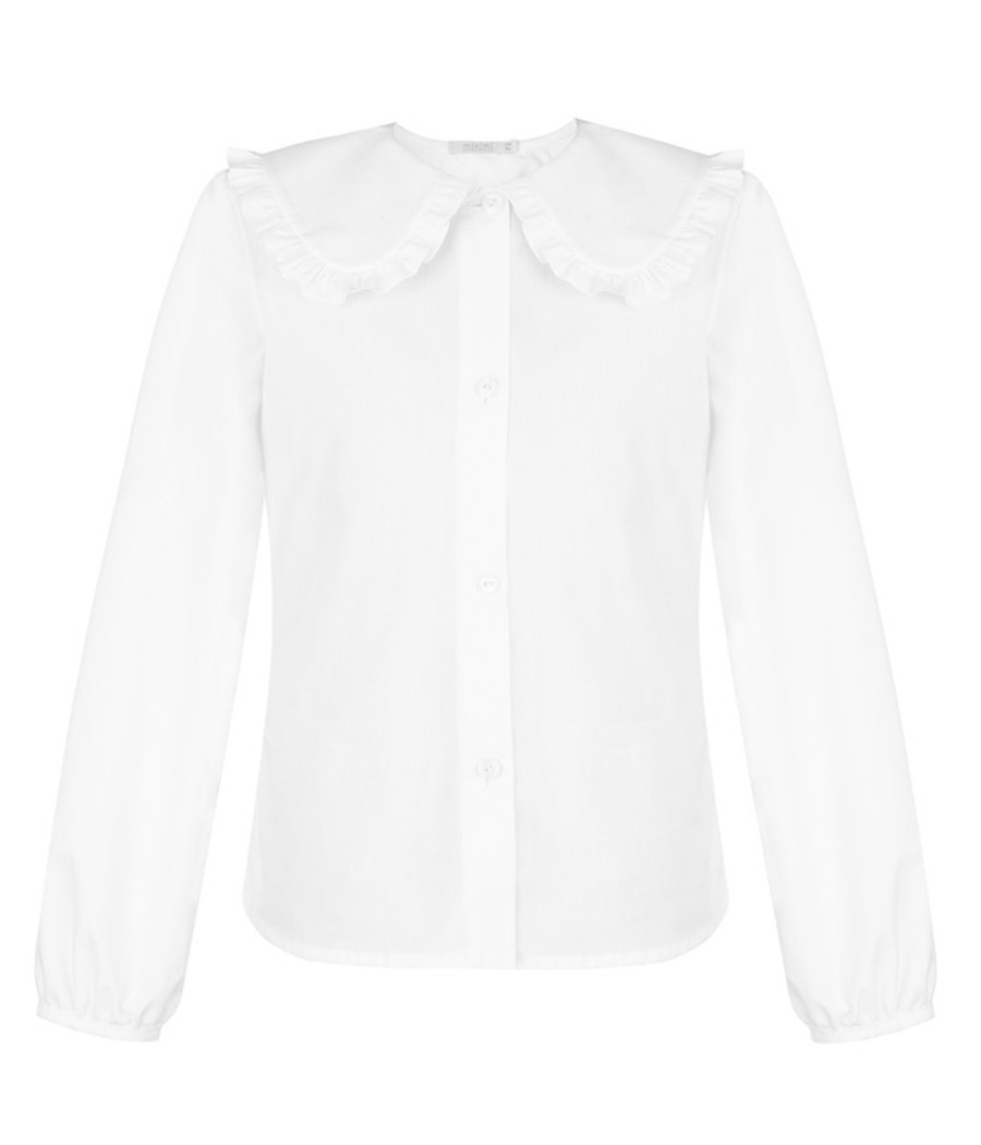 Biała bluzka dla dziewczynki z ozdobnym kołnierzem - minimi