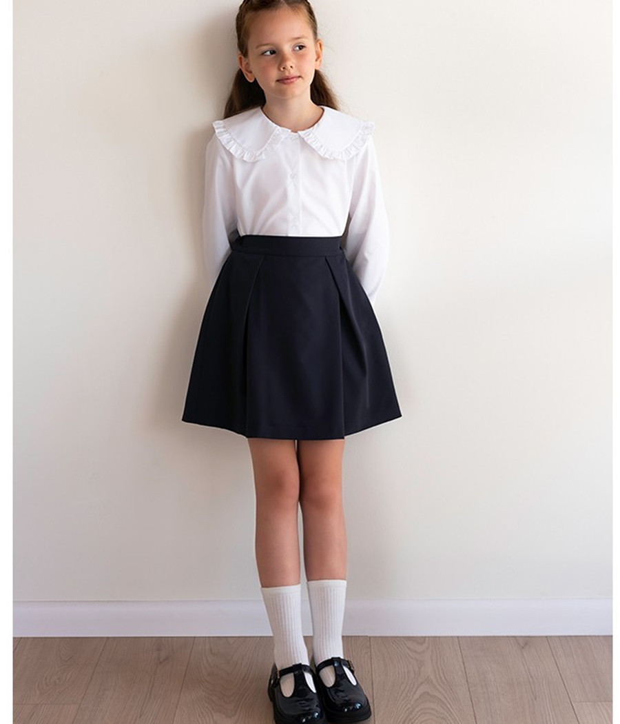 Biała bluzka dla dziewczynki z ozdobnym kołnierzem - minimi